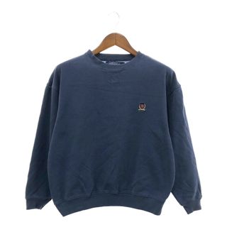 トミーヒルフィガー(TOMMY HILFIGER)のTOMMY HILFIGER トミーヒルフィガー ワンポイントロゴ コットン スウェット カジュアル ネイビー (メンズ S) 中古 古着 P2002(スウェット)