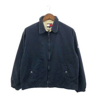 トミーヒルフィガー(TOMMY HILFIGER)のTOMMY HILFIGER トミーヒルフィガー ワッペン スイングトップ アメカジ チンストラップ ネイビー (メンズ M) 中古 古着 P2107(その他)