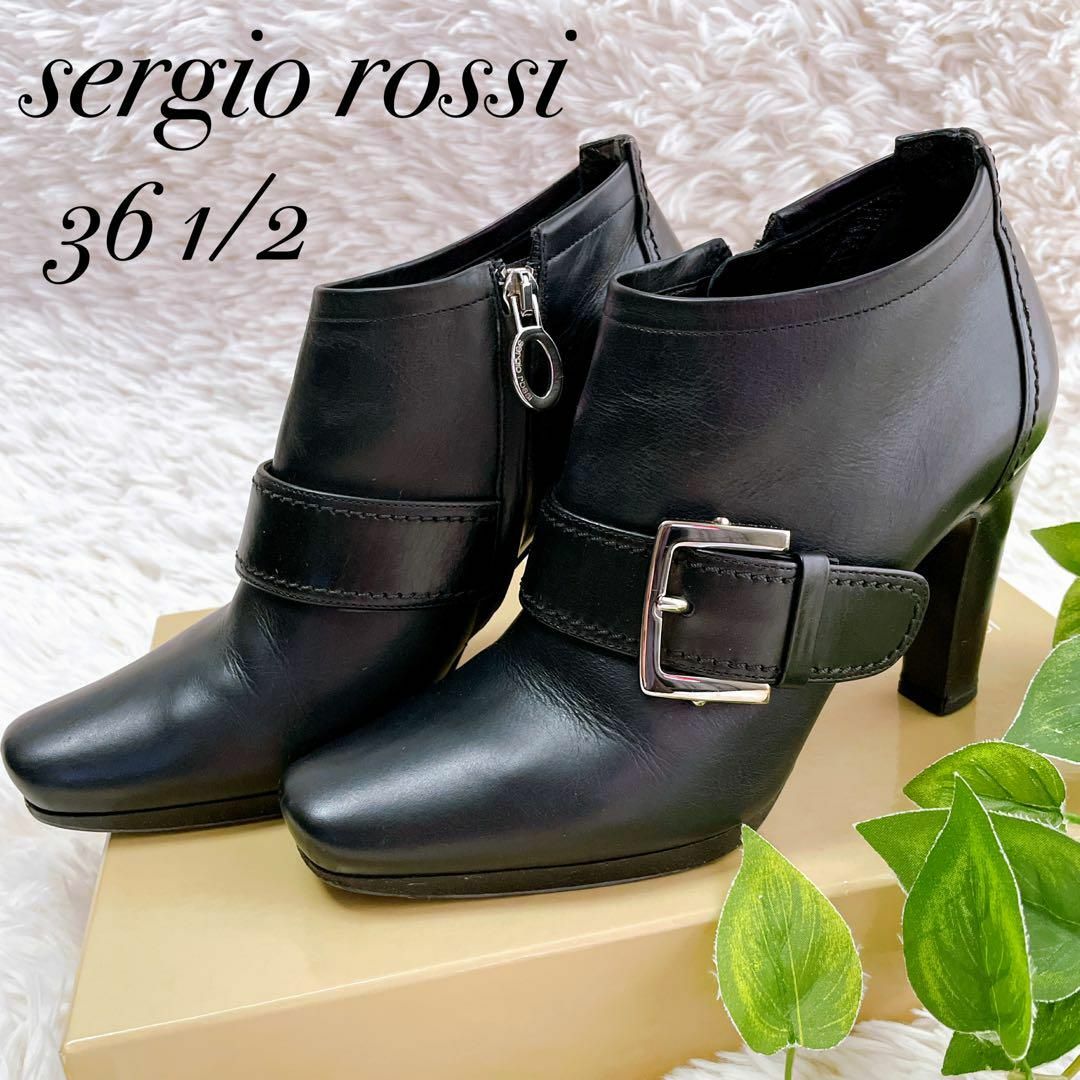 Sergio Rossi(セルジオロッシ)のsergio rossi セルジオロッシ　ブーツ　ブーティ　黒　レザー　23.5 レディースの靴/シューズ(ハイヒール/パンプス)の商品写真