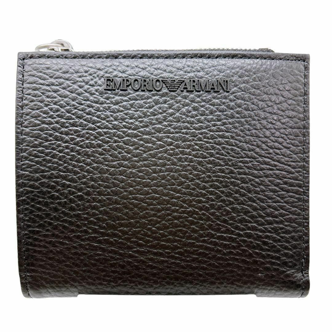 上品なスタイル ARMANI 二つ折り財布 黒 コインケース レディース 新品