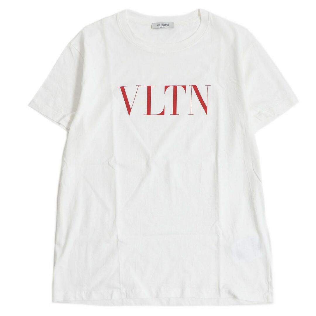 美品□VALENTINO/ヴァレンティノ VLTNロゴプリント コットン100％ クルーネック 半袖Tシャツ/カットソー ホワイト XS イタリア製 正規品62cm肩幅