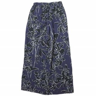 サクラ(SACRA)のSACRA サクラ 23SS 日本製 SHADOW LEAF PANTS リーフプリント ワイドイージーパンツ 123108112 38 ネイビー ボトムス【中古】【SACRA】(カジュアルパンツ)