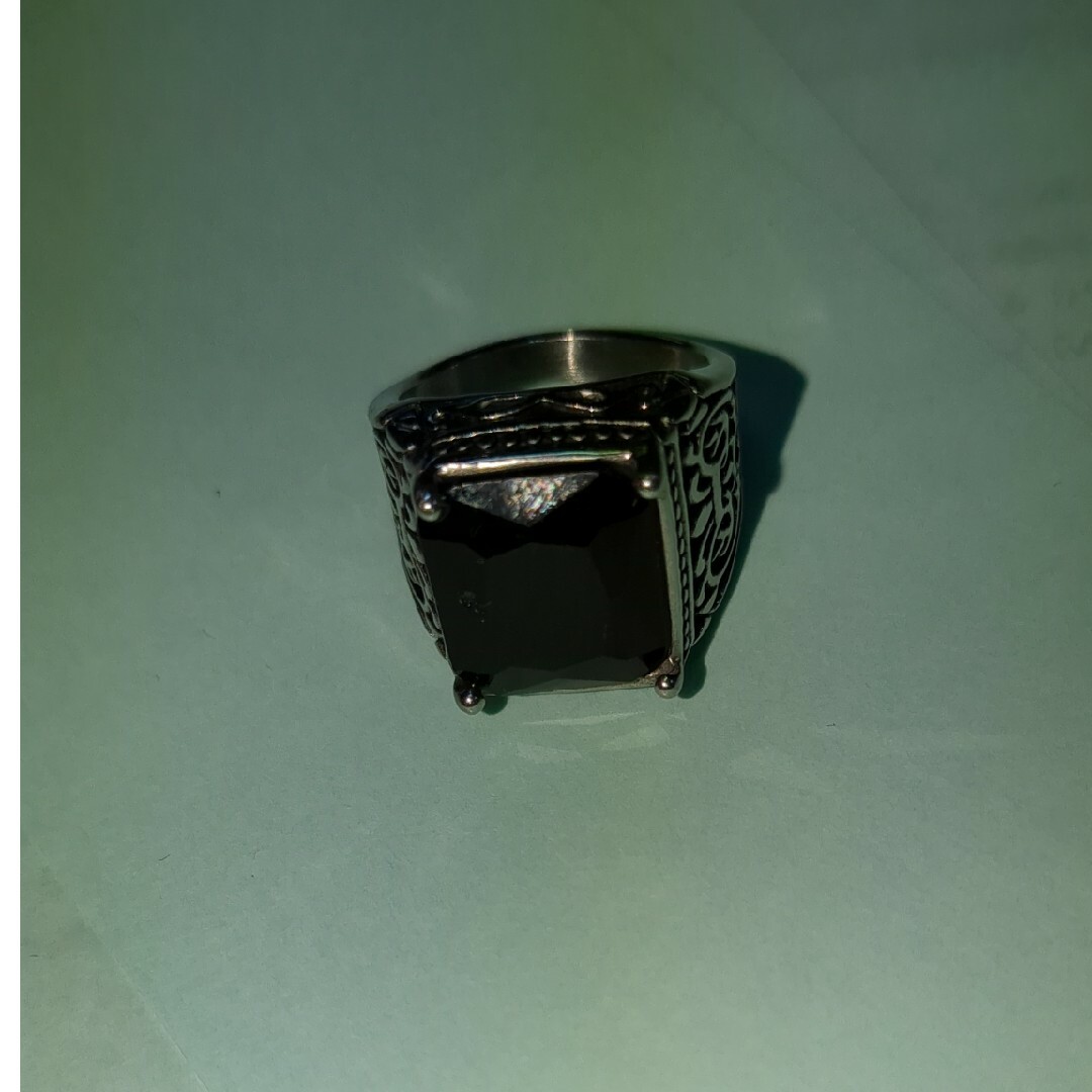 ブラック オニキス リング 男性用 メンズのアクセサリー(リング(指輪))の商品写真