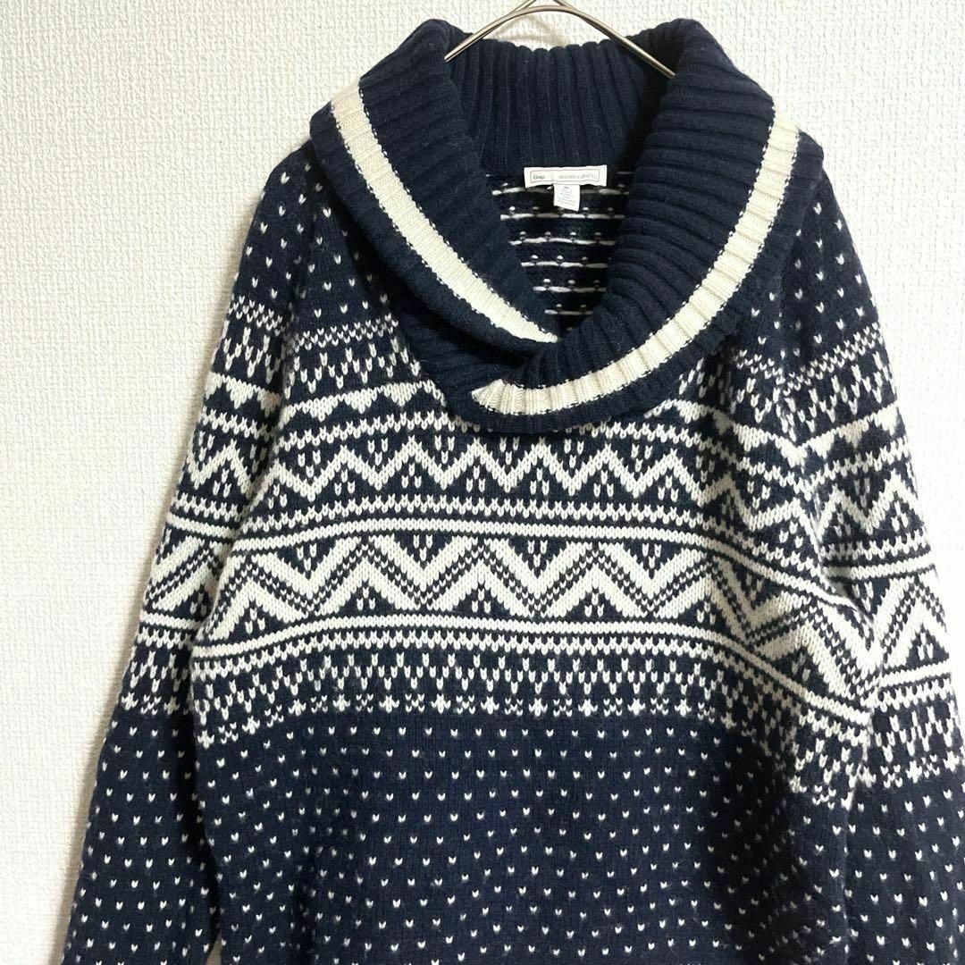 GAP(ギャップ)のGAP ラムウール ショールカラー デザインニット セーター バーズアイ M メンズのトップス(ニット/セーター)の商品写真