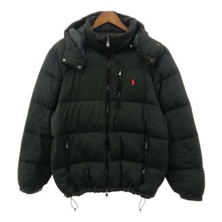 ポロラルフローレン(POLO RALPH LAUREN)のPolo by Ralph Lauren ポロ ラルフローレン ワンポイントロゴ ダウンジャケット 防寒 ブラック (メンズ X-LARGE) 中古 古着 P2166(スタジャン)