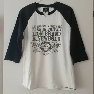 アールニューボールド(R.NEWBOLD)のＲ.NEWBOLD ７分袖 カットソー ブラック ベージュ サイズL(Tシャツ/カットソー(七分/長袖))