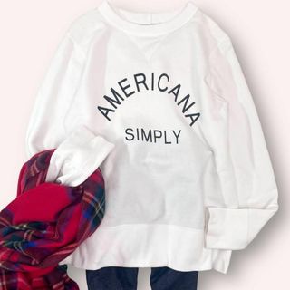 アメリカーナ(AMERICANA)の美品♪アメリカーナ M相当 コットン ロゴスウェット トレーナー 白 ホワイト(トレーナー/スウェット)