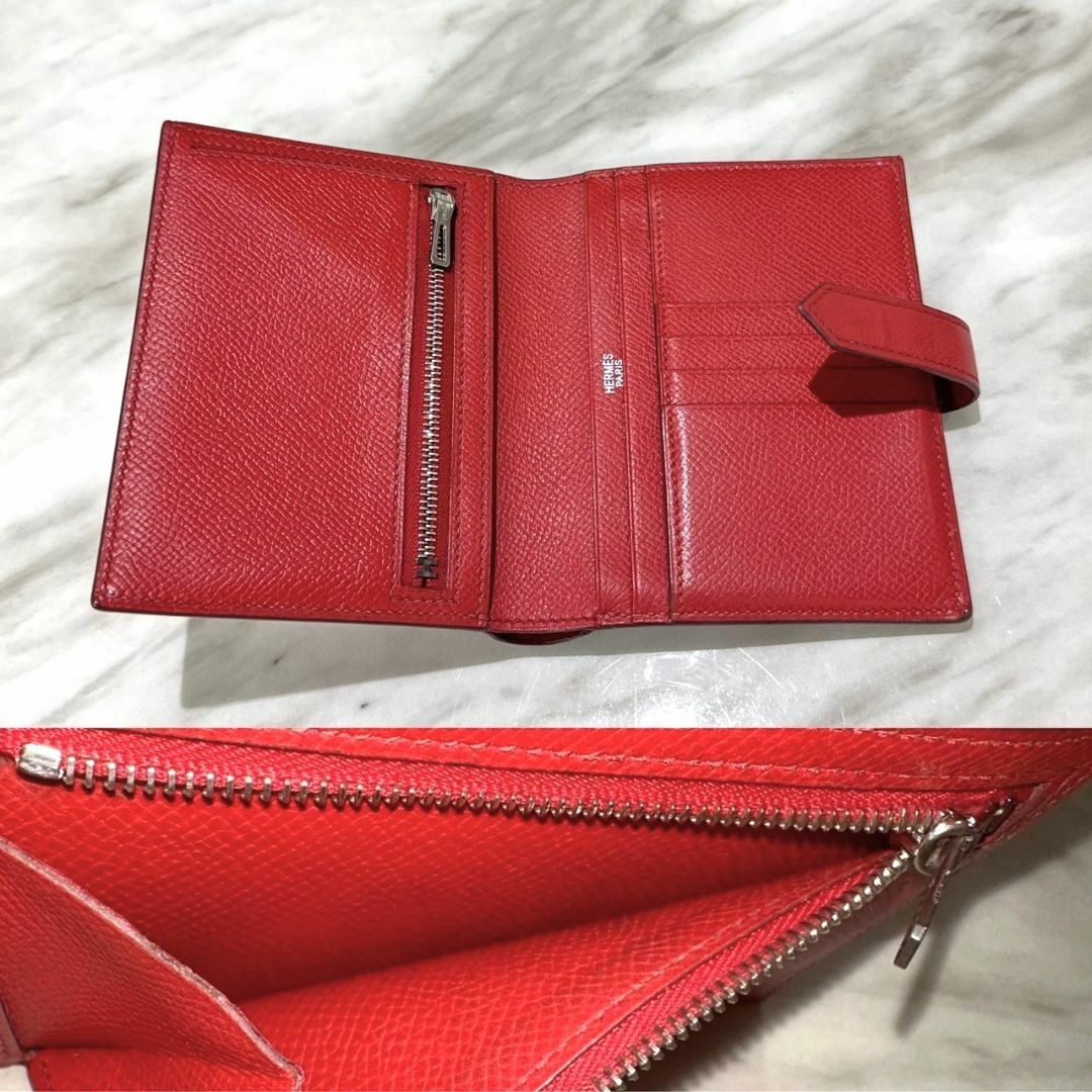 Hermes(エルメス)のエルメス　ベアン　コンパクト　赤　エプソン　折り財布　□J刻印 レディースのファッション小物(財布)の商品写真