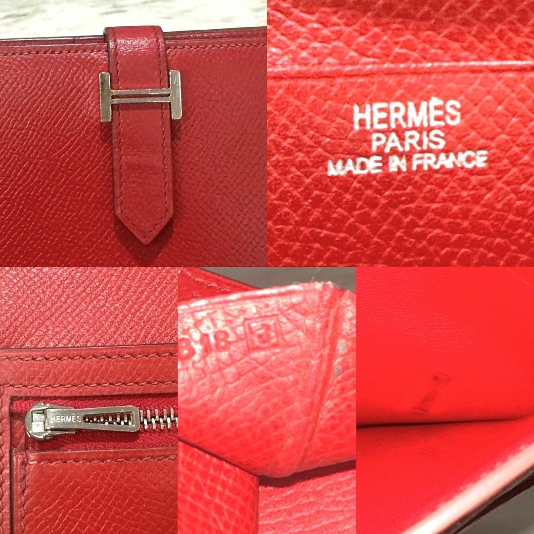 Hermes(エルメス)のエルメス　ベアン　コンパクト　赤　エプソン　折り財布　□J刻印 レディースのファッション小物(財布)の商品写真