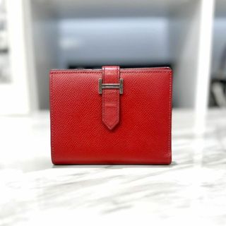 エルメス(Hermes)のエルメス　ベアン　コンパクト　赤　エプソン　折り財布　□J刻印(財布)