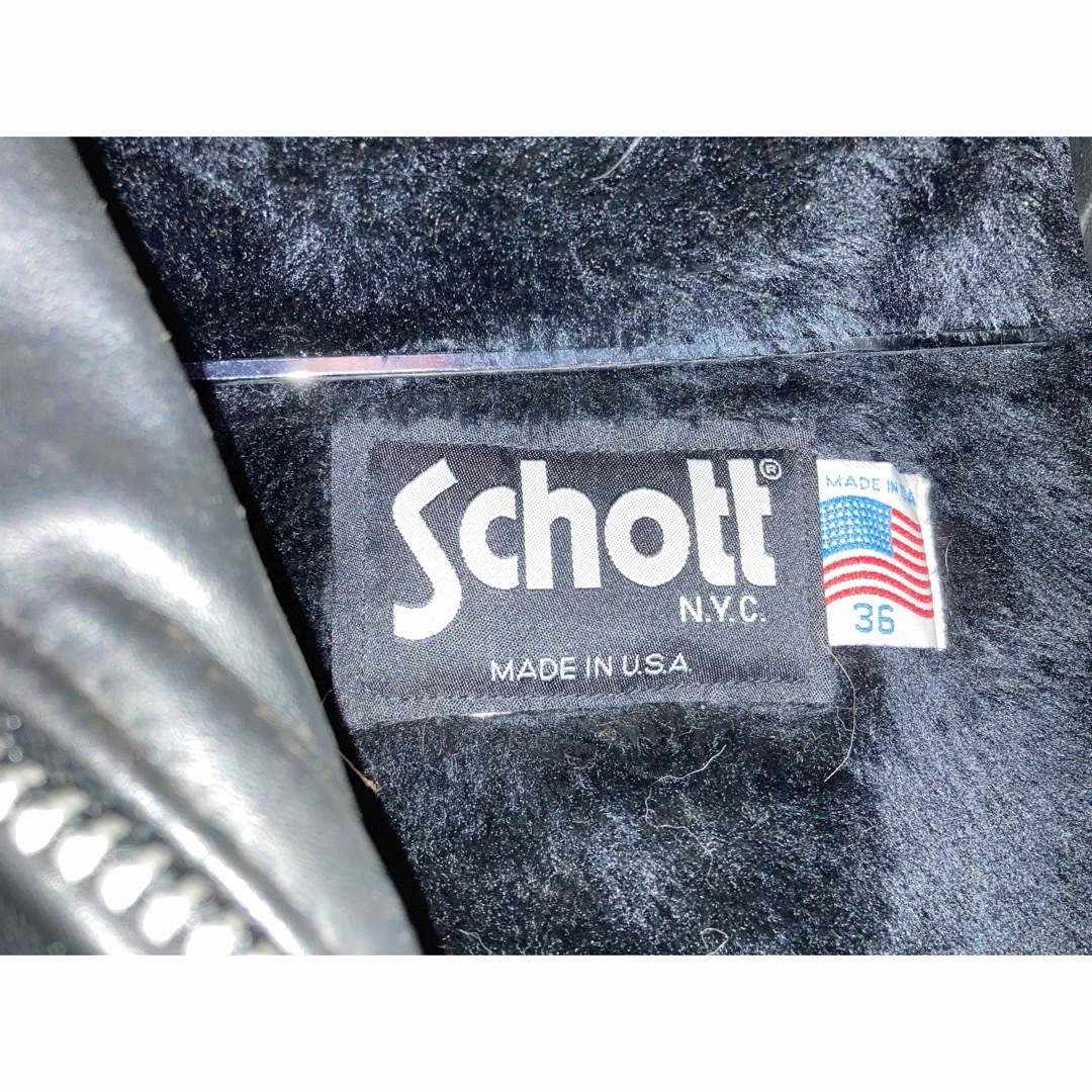 schott(ショット)の[ 着用回数少 ]Schott ライダースジャケット レザー 36 インナー付き メンズのジャケット/アウター(レザージャケット)の商品写真