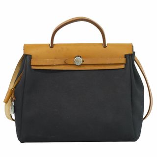 エルメス(Hermes)の本物 エルメス HERMES エールバッグ トワルオフィシエ レザー 2WAY ショルダーバッグ ハンドバッグ □D刻 2000年 ブラック ブラウン Herbag バッグ 中古(ショルダーバッグ)