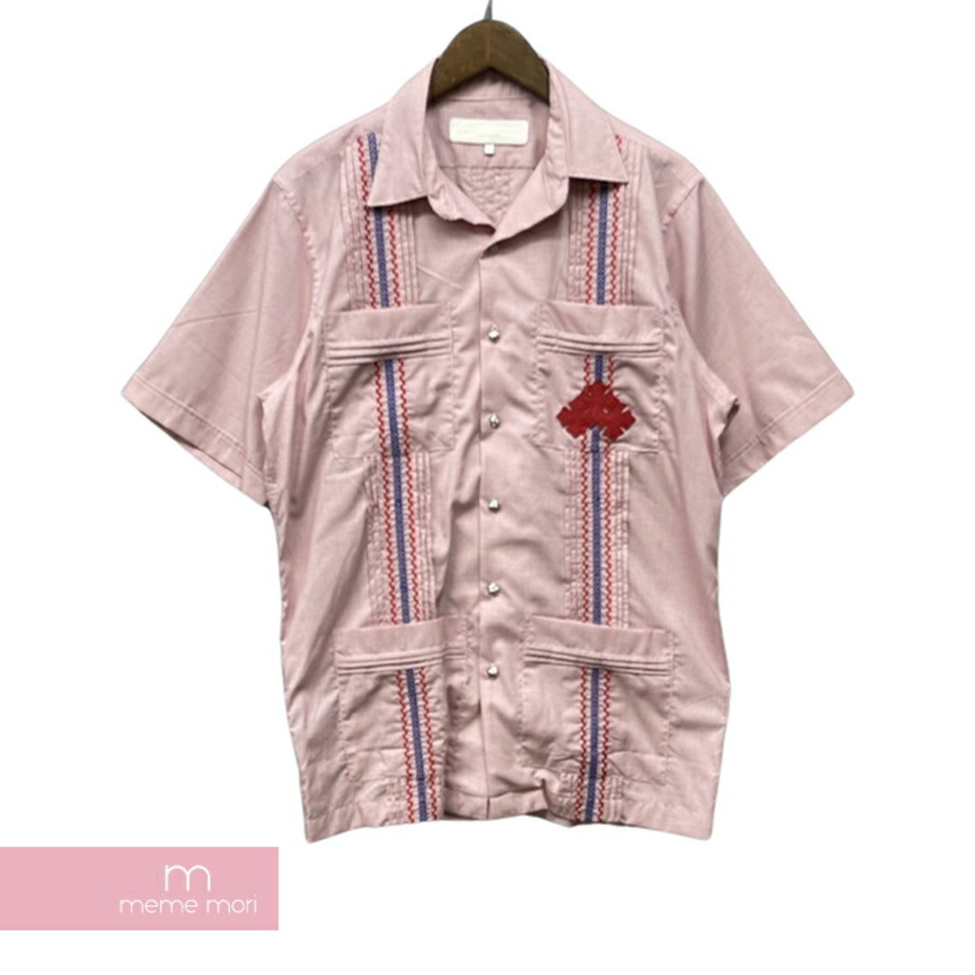 CHROME HEARTS Y Not Guayabera Shirt クロムハーツ ワイノットキューバシャツ 半袖 クロスボールボタン レザートリプルクロスパッチ ギンガムチェック レッド×ホワイト サイズM 【231209】【-B】【me04】コットン100%革部分