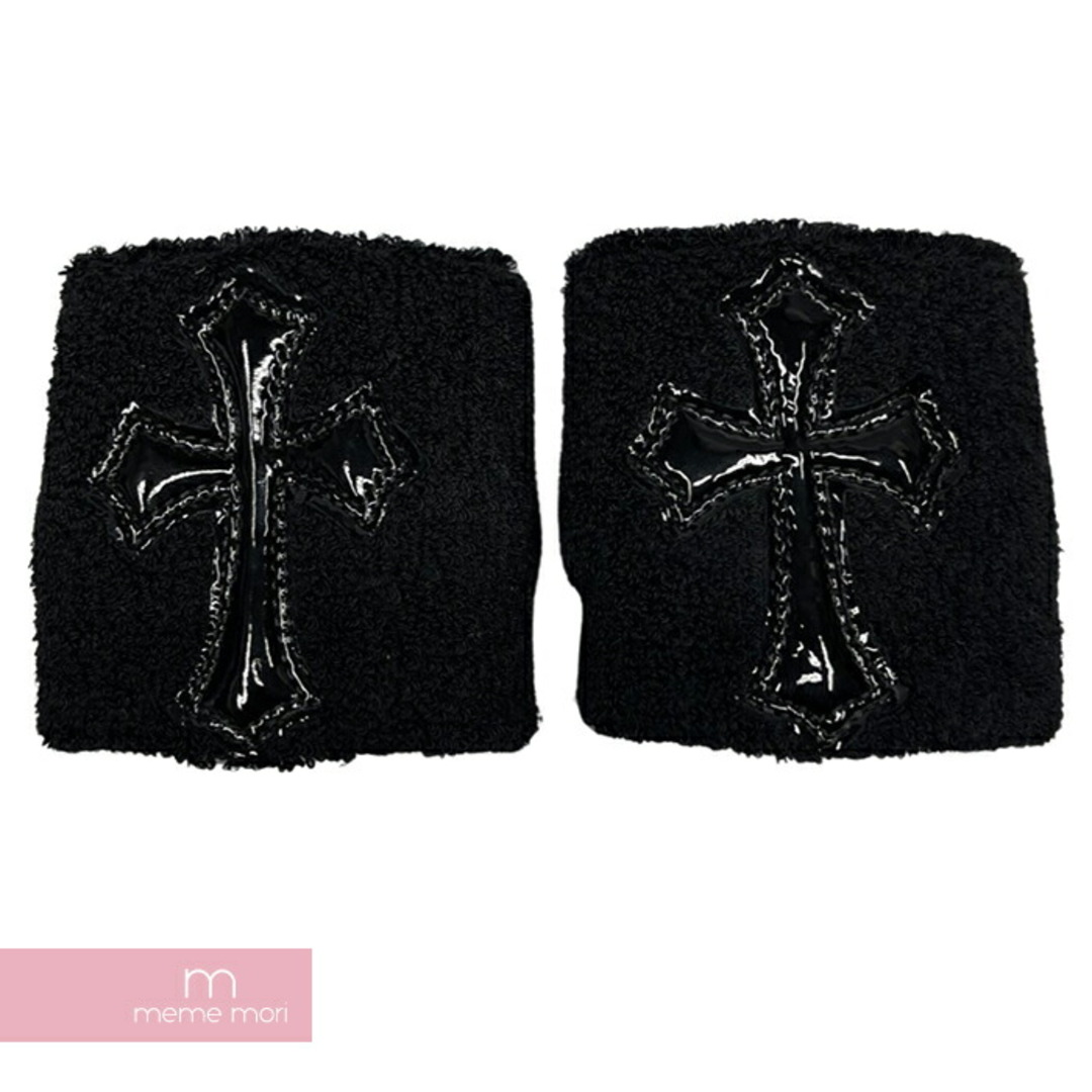 Chrome Hearts(クロムハーツ)のCHROME HEARTS Cross Sweat Band クロムハーツ クロスウェットバンド リストバンド パテントレザークロスパッチ タオル地 アクセサリー ブラック サイズフリー 【231210】【中古-A】【me04】 レディースのファッション小物(その他)の商品写真