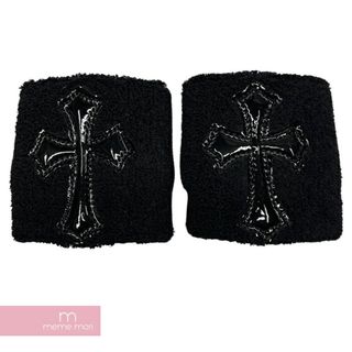 クロムハーツ(Chrome Hearts)のCHROME HEARTS Cross Sweat Band クロムハーツ クロスウェットバンド リストバンド パテントレザークロスパッチ タオル地 アクセサリー ブラック サイズフリー 【231210】【中古-A】【me04】(その他)