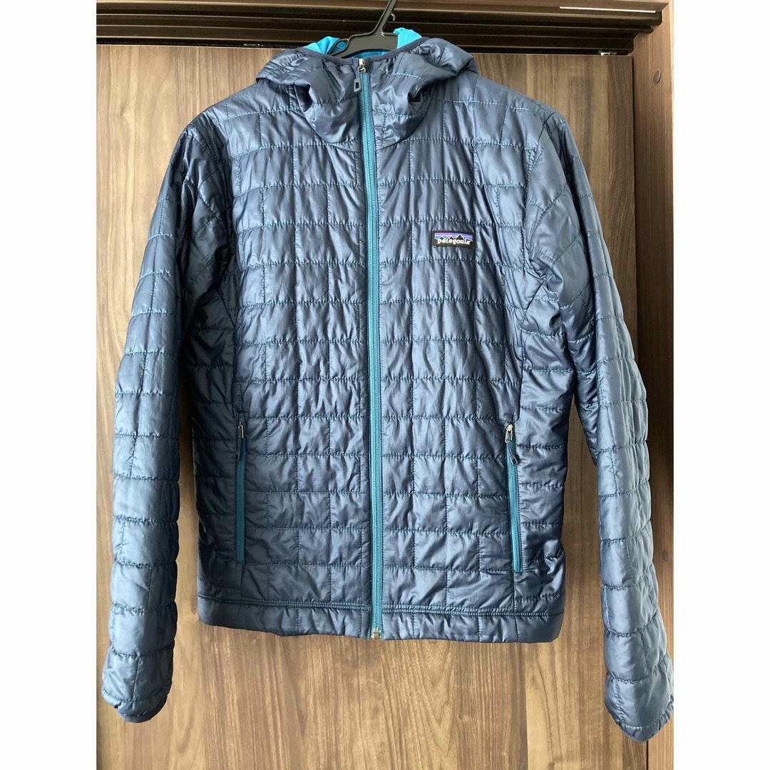 Patagonia ナノパフフーディ MEN´S XS ネイビー×ライトブルー