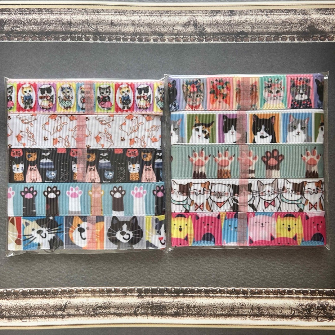 ねこ☆グログランリボンセット ハンドメイドの素材/材料(生地/糸)の商品写真