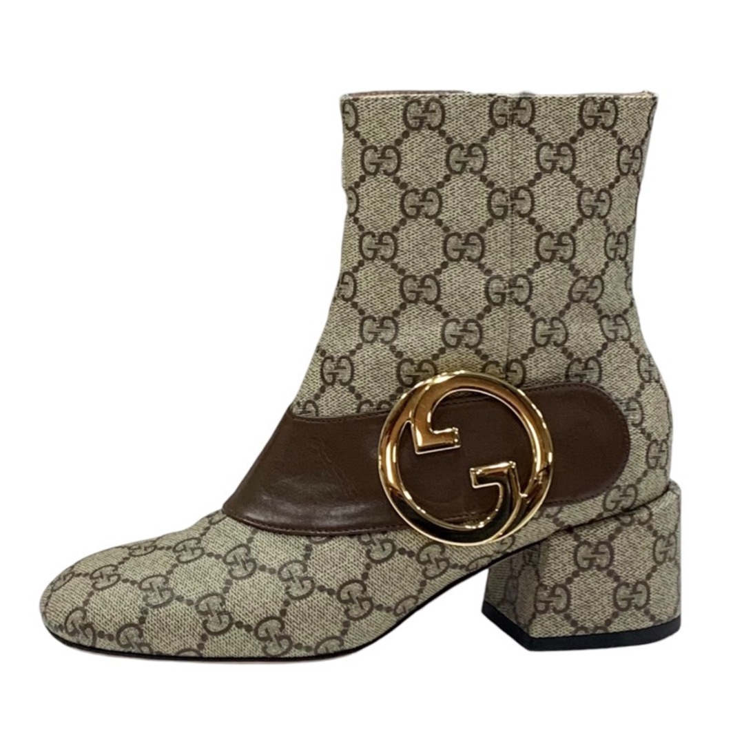 Gucci(グッチ)のグッチ GUCCI ブーツ ショートブーツ 靴 シューズ レザー ベージュ ブラウン ゴールド GGスプリーム ベルト レディースの靴/シューズ(ブーツ)の商品写真