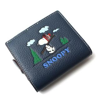 コーチ(COACH)のCOACH コーチ COACH X PEANUTS 折り財布 スナップ ウォレット・スヌーピー スキー モチーフ 二つ折り財布 デニム/マルチ CF251 QBDEI レディース【未使用】【買取品】(財布)