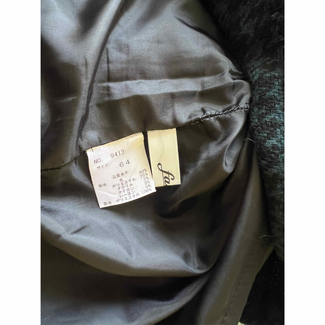 千鳥格子　緑×黒　温か　タイトスカート レディースのスカート(ひざ丈スカート)の商品写真
