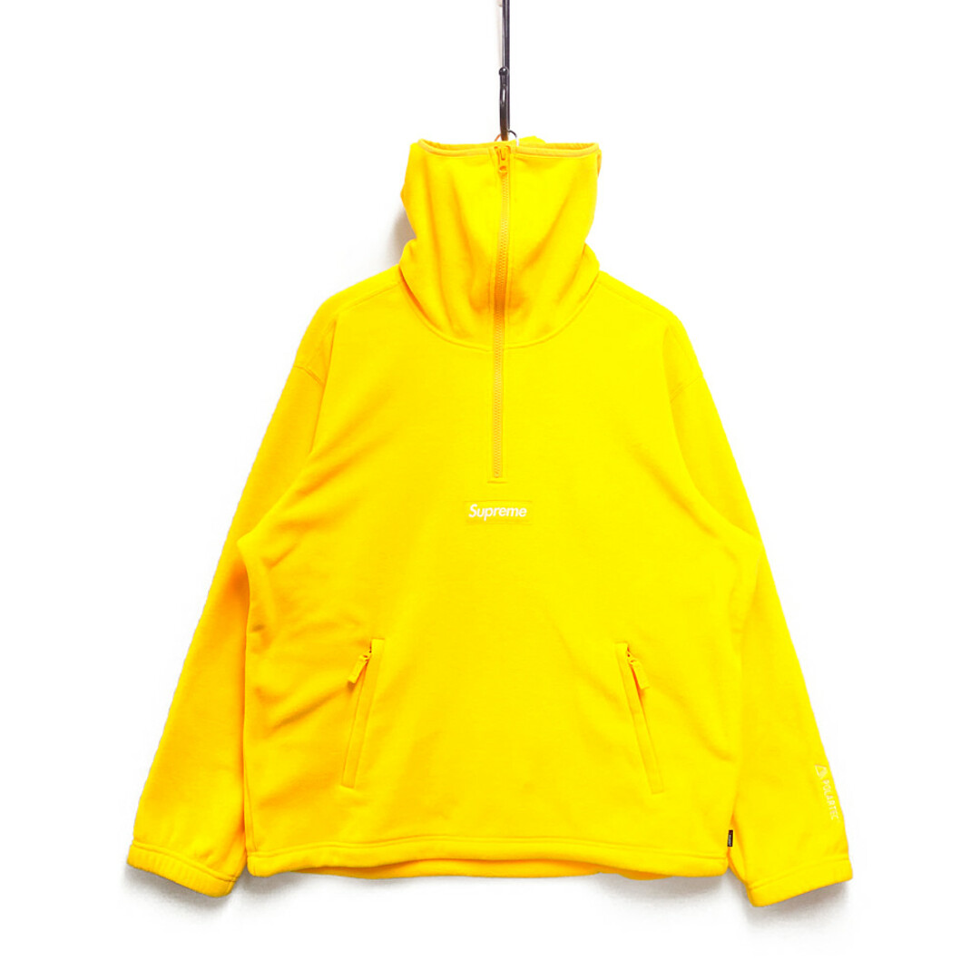 SUPREME シュプリーム 23AW Polartec Facemask Half Zip Hooded Sweatshirt ハーフジップ フリース パーカー イエロー L 正規品 / 32922約64cm袖丈