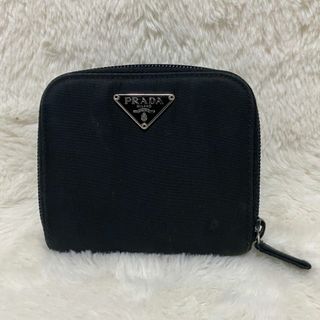 プラダ(PRADA)のPRADA コインケース ブラック　三角プレート　ナイロン　ロゴ　財布 小銭(財布)