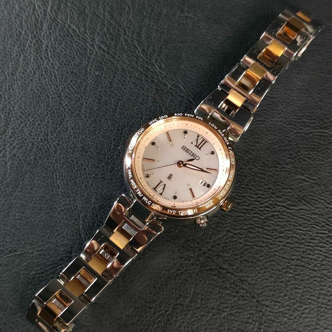 極美品【稼働品】SEIKO　セイコールキア　ピンク　ゴールド　シルバー　ソーラー