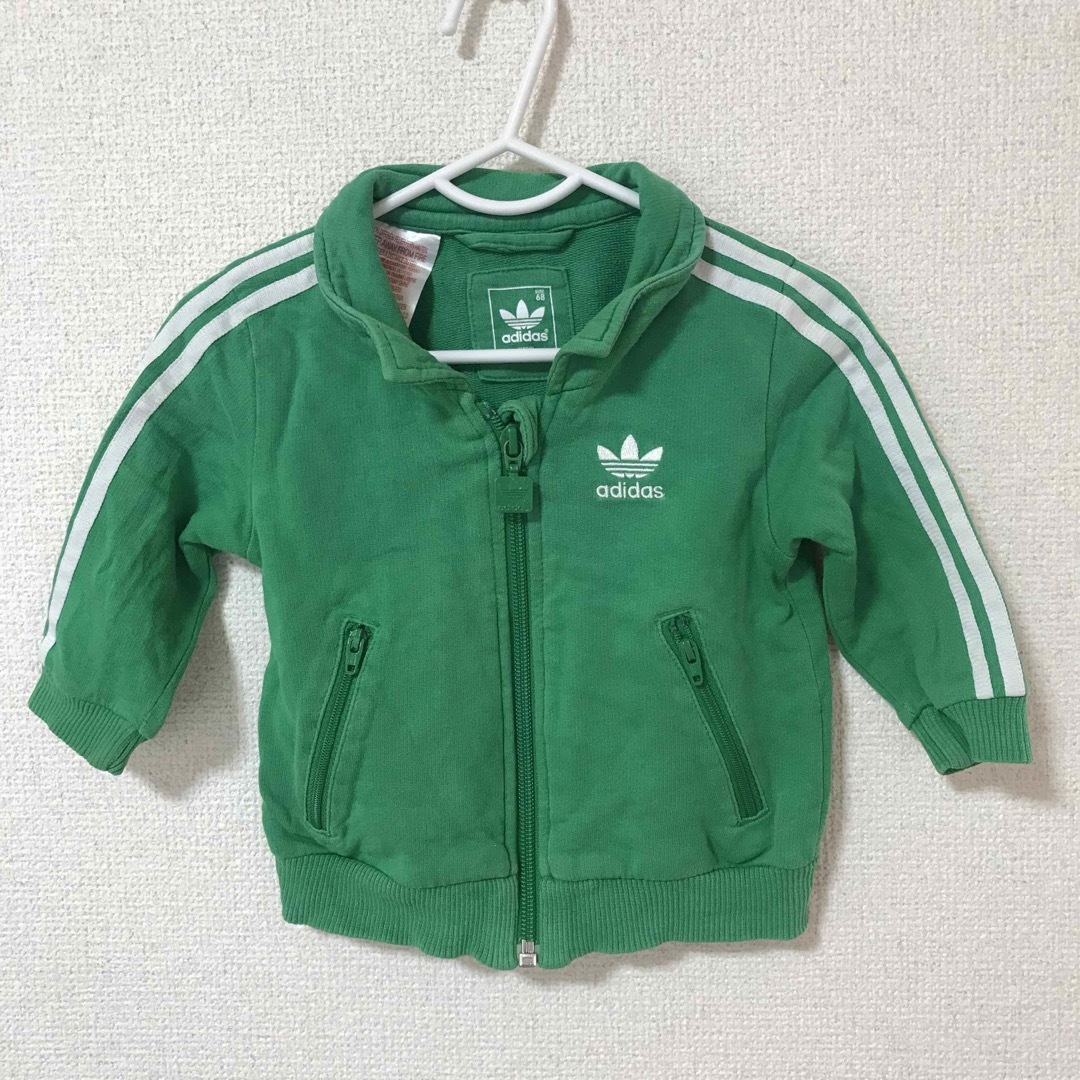 adidas(アディダス)のadidas フルジップパーカー グリーン 緑 68cm ベビー キッズ/ベビー/マタニティのベビー服(~85cm)(トレーナー)の商品写真