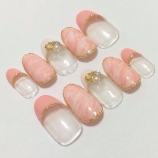 【１】ネイルチップ：ピンクマーブル コスメ/美容のネイル(つけ爪/ネイルチップ)の商品写真