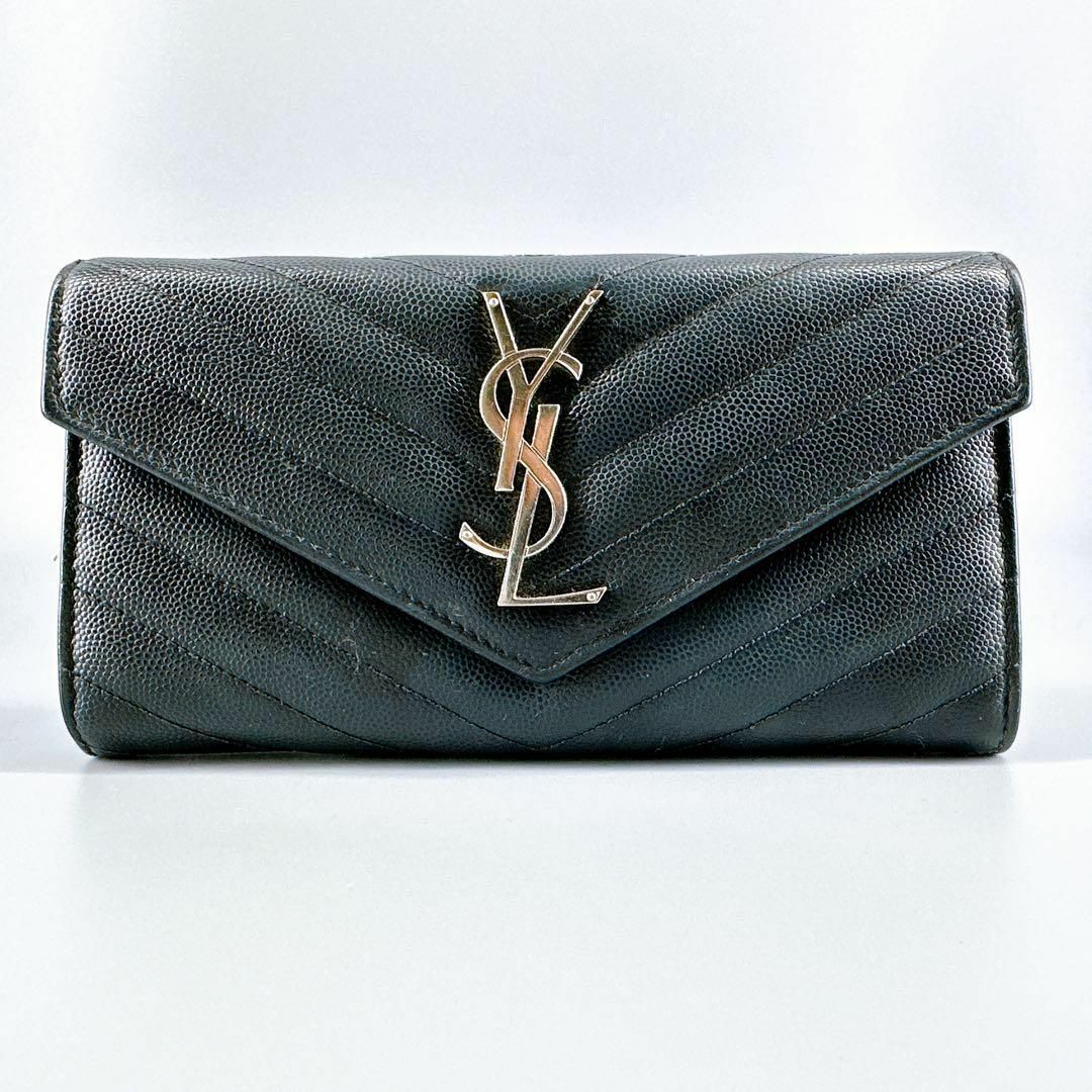 SAINT LAURENT - 極美品 SaintLaurent カサンドラ 長財布 Vステッチ ラージフラップ