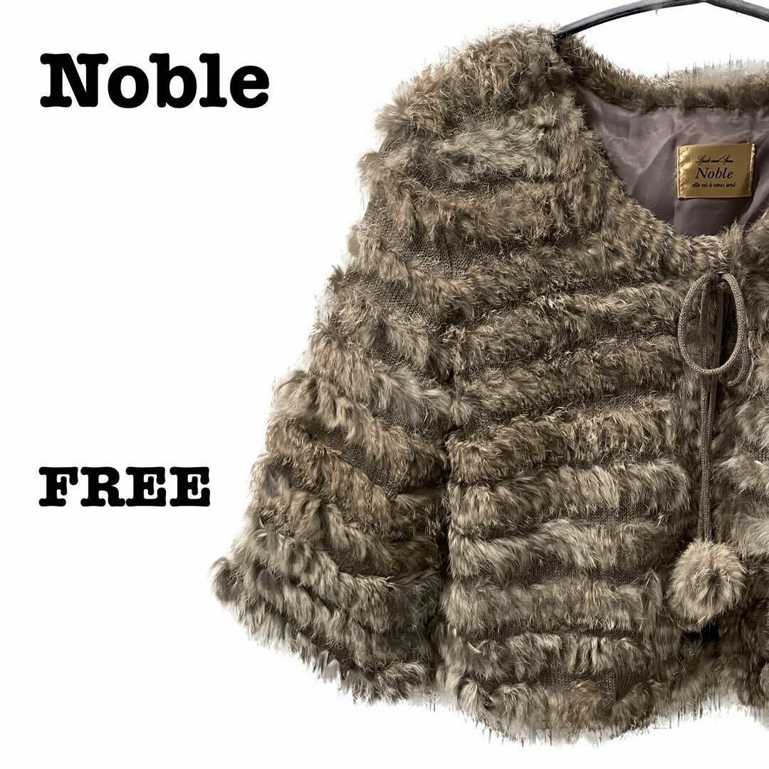 Noble(ノーブル)の美品 高級感 ノーブル ラビット ファー ポンチョ レディース グレー トップス レディースのジャケット/アウター(毛皮/ファーコート)の商品写真