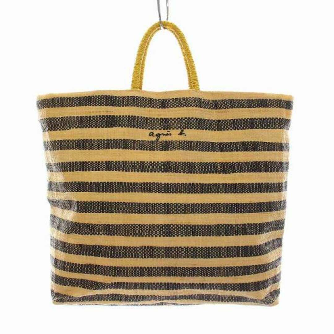 agnes b.(アニエスベー)のアニエスベー ラフィア トートバッグ かごバッグ ベージュ 黄色 黒 レディースのバッグ(トートバッグ)の商品写真