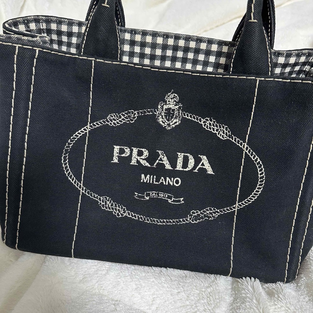 PRADA(プラダ)のPRADA カナパ ギンガムチェック NERO レディースのバッグ(ハンドバッグ)の商品写真