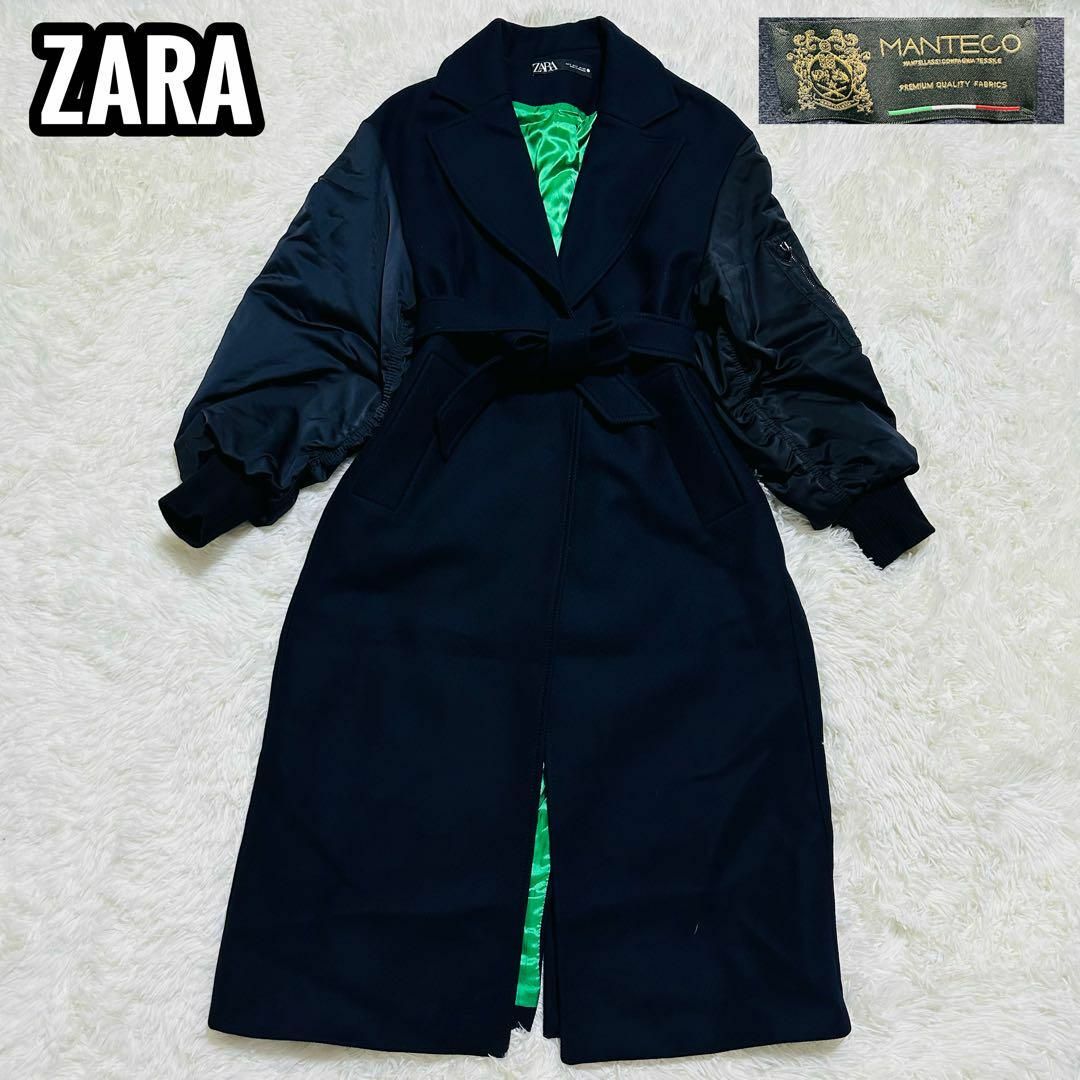 レディース希少☆完売品 ZARA マッチングボンバーコート MA-1 MANTECO S