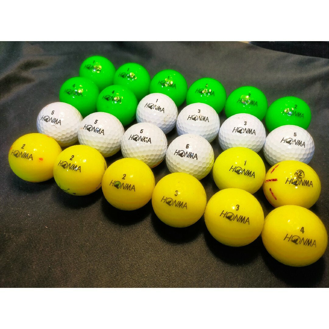 本間ゴルフ(ホンマゴルフ)の【B級】ホンマD1 24球 (緑,黄,白) ロストボール ゴルフボール スポーツ/アウトドアのゴルフ(その他)の商品写真
