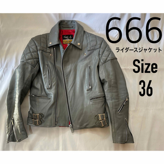 666 - 希少 旧タグ 灰色 グレー 666 ライダース 36 ロッカーズ カフェ 