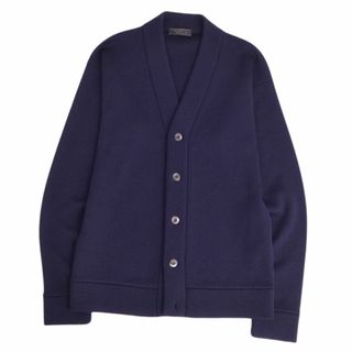 プラダ(PRADA)の美品 プラダ PRADA カーディガン ニット ロングスリーブ 無地 ウール トップス メンズ 46(S相当) ネイビー(カーディガン)