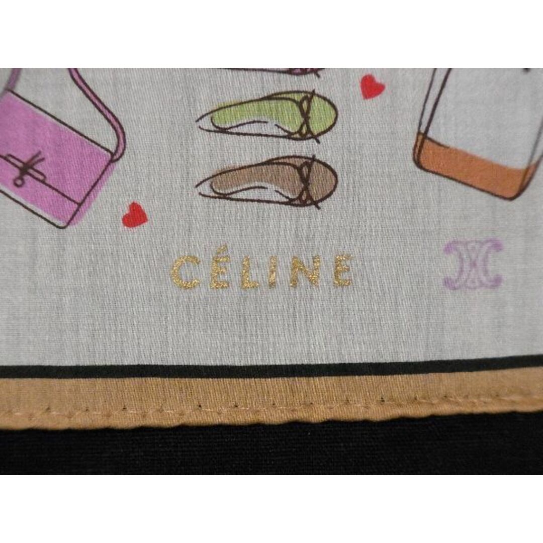 celine(セリーヌ)の■新品同様■ CELINE セリーヌ コットン100％ スカーフ ハンカチーフ ポケットチーフ レディース ベージュ系×マルチカラー DD1560 レディースのバッグ(その他)の商品写真