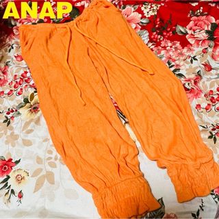 アナップ(ANAP)の★ANAP★パイル7分丈パンツ★シャーリングズボン★アナップ★オレンジクロップド(クロップドパンツ)