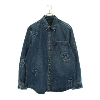 クロムハーツ(Chrome Hearts)のクロムハーツ  LOOSEENDS LS CRS PATCH/ルーズエンド クロスパッチ装飾デニム長袖シャツ メンズ L(シャツ)