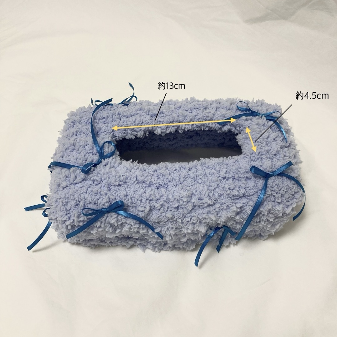 かぎ針編み ハンドメイド リボン付き ティッシュケース,ティッシュカバー ハンドメイドの生活雑貨(雑貨)の商品写真