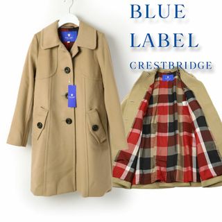 ブルーレーベルクレストブリッジ(BLUE LABEL CRESTBRIDGE)の929c 新品 ブルーレーベル ビーバー メルトンウール コート レディース38(ロングコート)