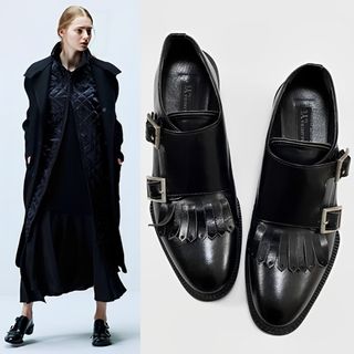 39sのYY's 15AW キルト レザー モンクシューズ 黒3