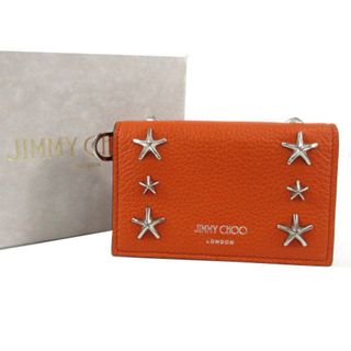 ジミーチュウ(JIMMY CHOO)のJIMMY CHOO カードケース スター 星 スタッズ レザー オレンジ (名刺入れ/定期入れ)