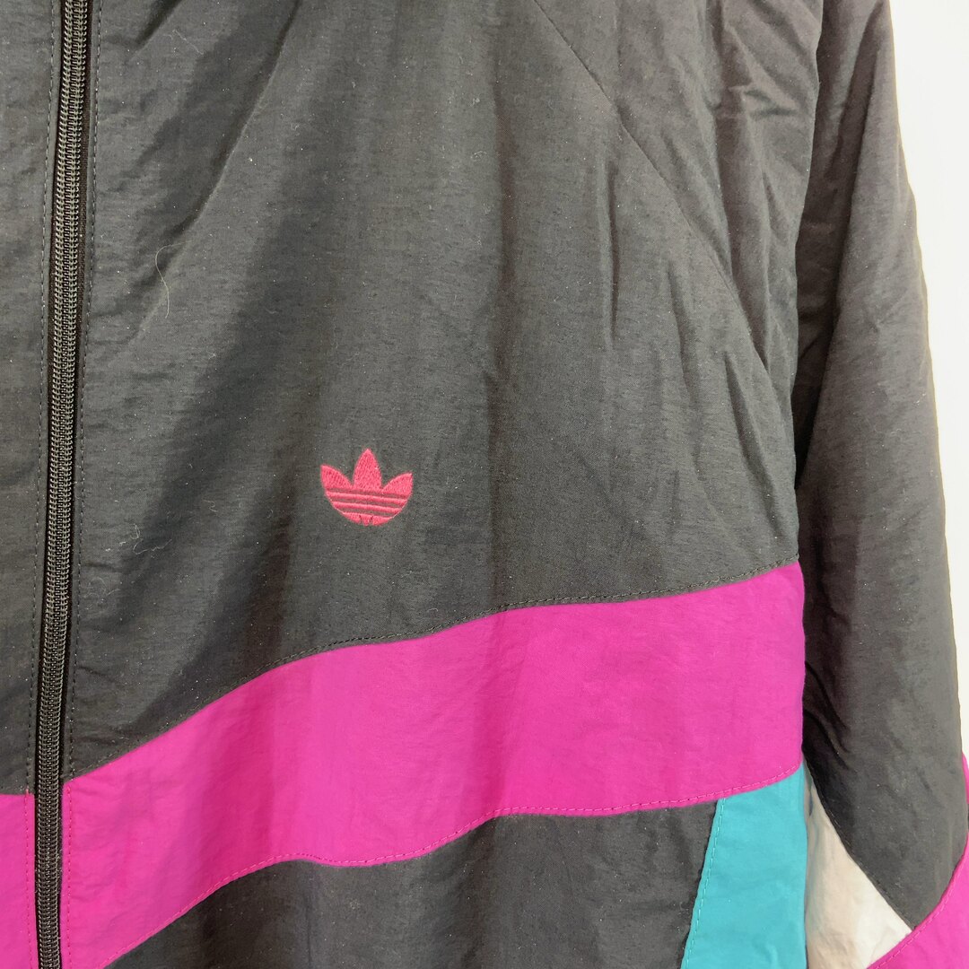 adidas(アディダス)のadidas メンズ アディダス ブルゾン　ハイネックジャケット　ラグランスリーブ　オーバーサイズ　フルジップ　ブラック　切り替えデザイン 古着 レディースのジャケット/アウター(ブルゾン)の商品写真