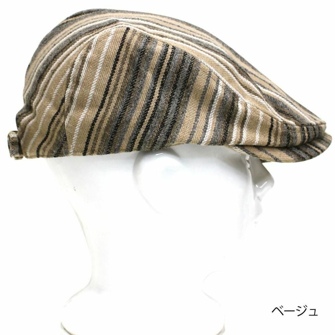 帽子 ハンチング メンズ 秋冬 ハンチング ウール ストライプ ベージュ メンズの帽子(ハンチング/ベレー帽)の商品写真