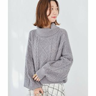 マジェスティックレゴン(MAJESTIC LEGON)の【グレー】ケーブルボリュームショートニット(ニット/セーター)