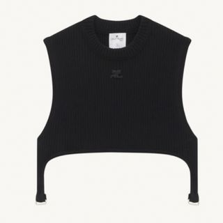 クレージュ(Courreges)のCourreges クレージュ　リブニットサスペンダー クロップ トップ S(タンクトップ)