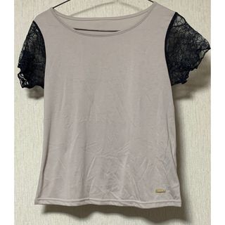 チャコット(CHACOTT)のチャコット　グレージュ　黒レース袖　Tシャツ M USED 美品　バレエ　ダンス(ダンス/バレエ)