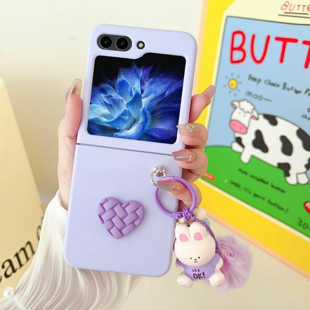 Galaxy Z Flip5 ケース 可愛い 韓国 ねこ カバー グリーン スマホ/家電/カメラのスマホアクセサリー(Androidケース)の商品写真